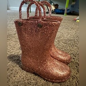 Toddler Girls Western Chief Pink Glitter Rainboots